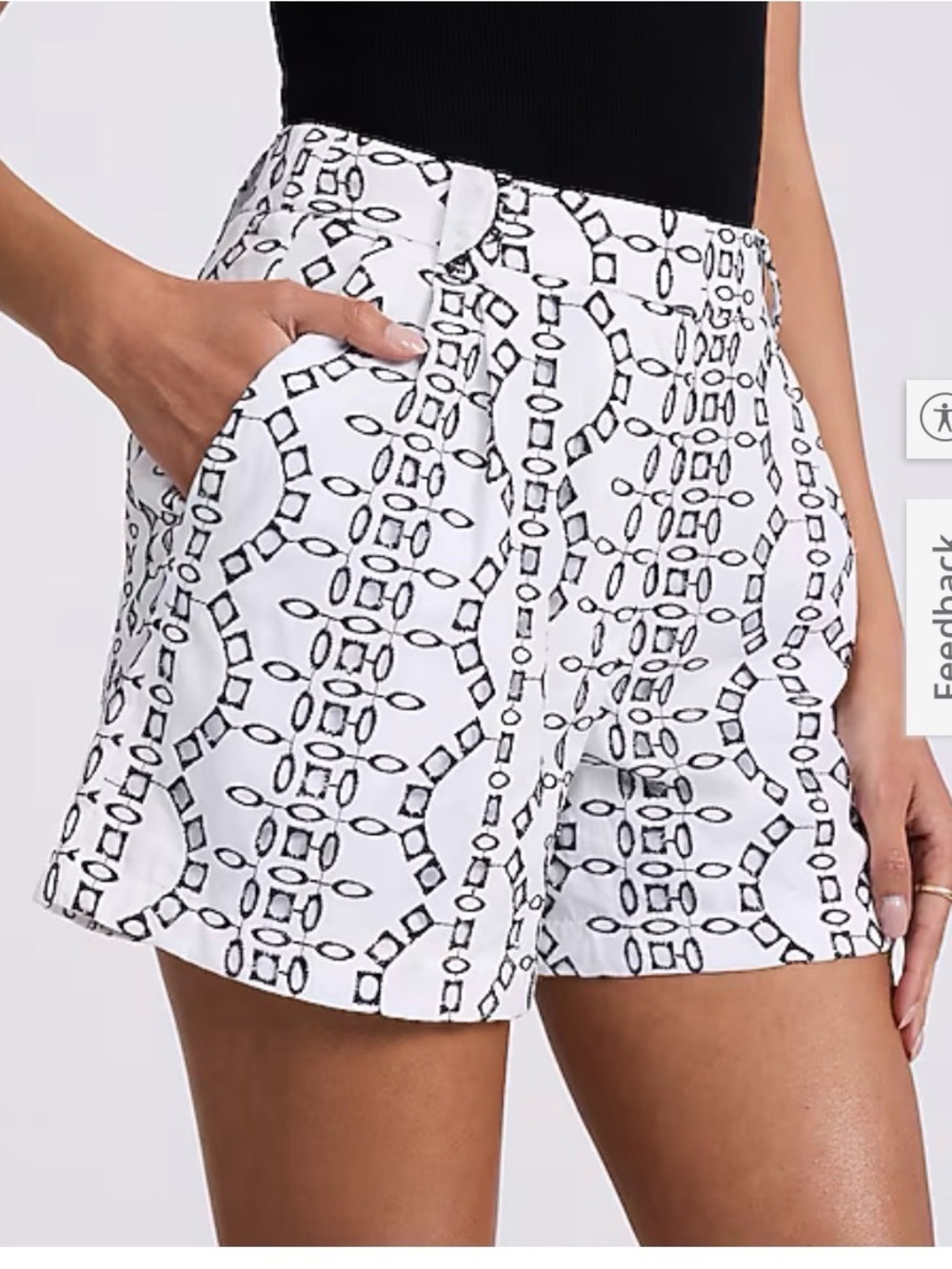 Women's Express White Patterned High-Waist Shorts 10